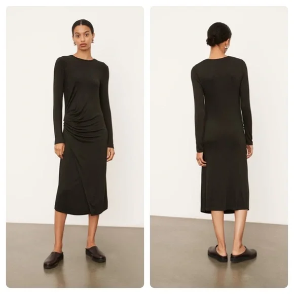 vince gathered long sleeve dress Vince Gathered Waist Dress